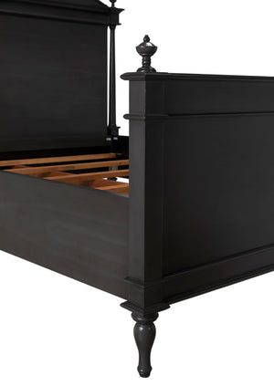 Noir Owen Bed - Hand-Carved Mahogany with Elegant Pale Finish for a Timeless and Refined Bedroom Centerpiece Queen GBED123QP