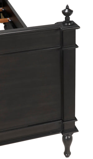 Noir Owen Bed - Hand-Carved Mahogany with Elegant Pale Finish for a Timeless and Refined Bedroom Centerpiece Queen GBED123QP