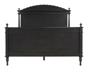 Noir Owen Bed - Hand-Carved Mahogany with Elegant Pale Finish for a Timeless and Refined Bedroom Centerpiece Queen GBED123QP