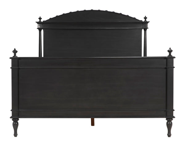 Noir Owen Bed - Hand-Carved Mahogany with Elegant Pale Finish for a Timeless and Refined Bedroom Centerpiece Queen GBED123QP
