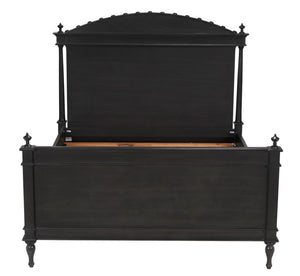 Noir Owen Bed - Hand-Carved Mahogany with Elegant Pale Finish for a Timeless and Refined Bedroom Centerpiece Queen GBED123QP