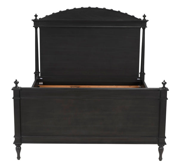 Noir Owen Bed - Hand-Carved Mahogany with Elegant Pale Finish for a Timeless and Refined Bedroom Centerpiece Queen GBED123QP