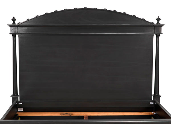 Noir Owen Bed - Hand-Carved Mahogany with Elegant Pale Finish for a Timeless and Refined Bedroom Centerpiece Queen GBED123QP