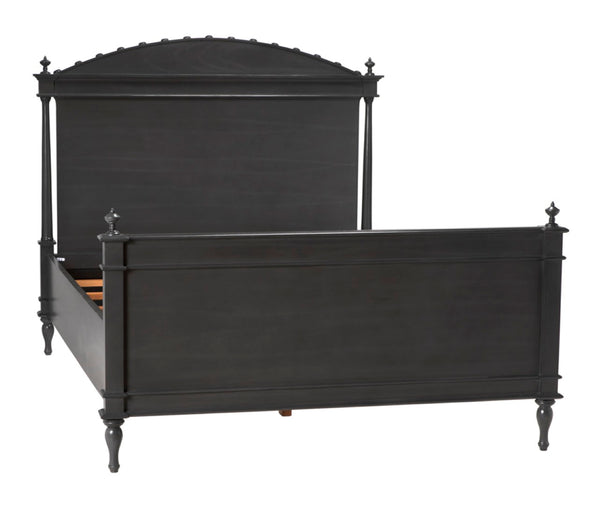 Noir Owen Bed - Hand-Carved Mahogany with Elegant Pale Finish for a Timeless and Refined Bedroom Centerpiece Queen GBED123QP