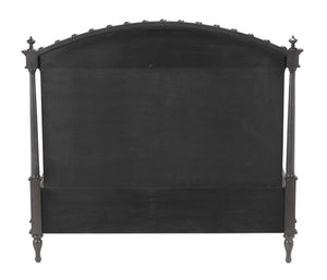 Noir Owen Bed - Hand-Carved Mahogany with Elegant Pale Finish for a Timeless and Refined Bedroom Centerpiece Queen GBED123QP
