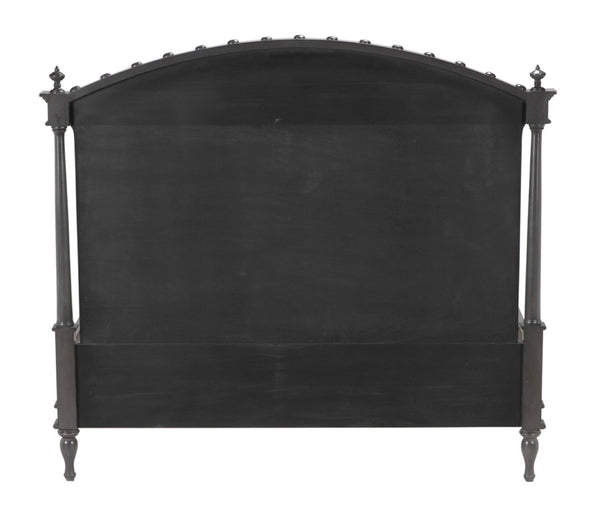 Noir Owen Bed - Hand-Carved Mahogany with Elegant Pale Finish for a Timeless and Refined Bedroom Centerpiece Queen GBED123QP