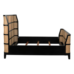 Noir Porto Bed - Artisan-Crafted Solid Mahogany with Hand-Rubbed Black Finish for Timeless Elegance Eastern King GBED133EKHB