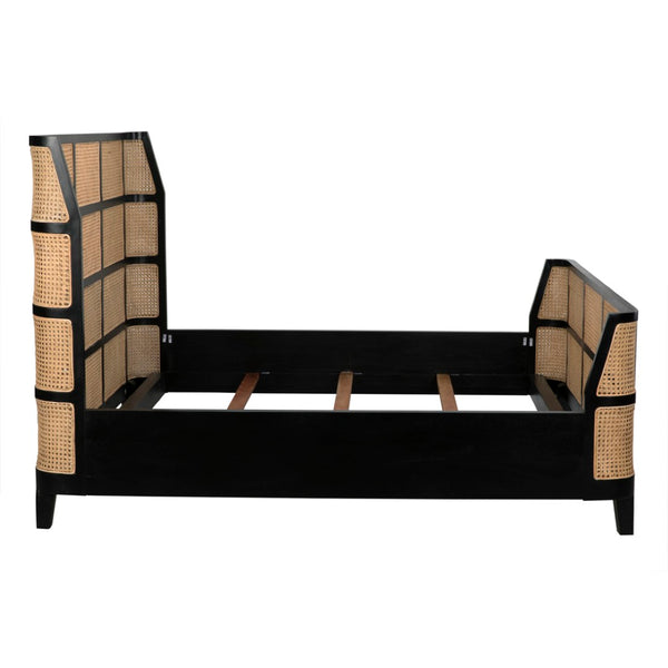 Noir Porto Bed - Artisan-Crafted Solid Mahogany with Hand-Rubbed Black Finish for Timeless Elegance Eastern King GBED133EKHB