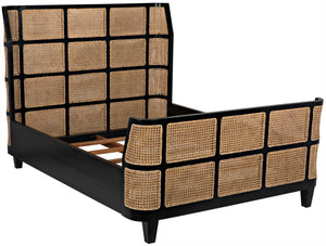 Noir Porto Bed - Artisan-Crafted Solid Mahogany with Hand-Rubbed Black Finish for Timeless Elegance Queen GBED133QHB
