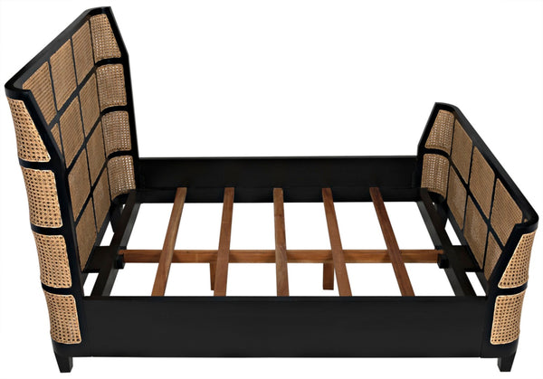 Noir Porto Bed - Artisan-Crafted Solid Mahogany with Hand-Rubbed Black Finish for Timeless Elegance Queen GBED133QHB