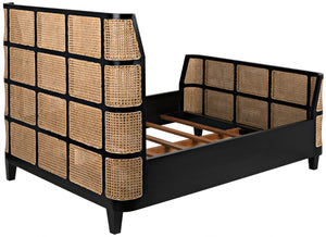 Noir Porto Bed - Artisan-Crafted Solid Mahogany with Hand-Rubbed Black Finish for Timeless Elegance Queen GBED133QHB