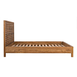 Noir Quinnton Bed: Handcrafted Teak Platform with Modern Minimalism & Striking Graphic Headboard Design Eastern King GBED134EKT