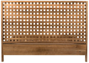 Noir Quinnton Bed: Handcrafted Teak Platform with Modern Minimalism & Striking Graphic Headboard Design Queen GBED134QT