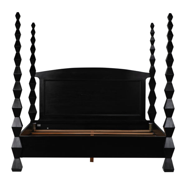 Noir Brancusi Bed - Modernist Four-Poster Design in Hand-Rubbed Black, Solid Mahogany Craftsmanship Eastern King GBED135EKHB
