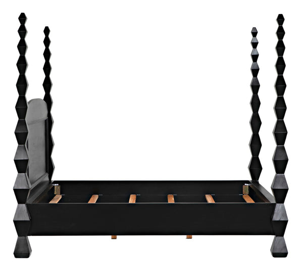 Noir Brancusi Bed - Modernist Four-Poster Design in Hand-Rubbed Black, Solid Mahogany Craftsmanship Eastern King GBED135EKHB