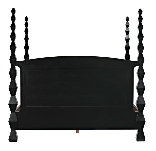 Noir Brancusi Bed - Modernist Four-Poster Design in Hand-Rubbed Black, Solid Mahogany Craftsmanship Eastern King GBED135EKHB