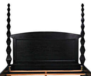 Noir Brancusi Bed - Modernist Four-Poster Design in Hand-Rubbed Black, Solid Mahogany Craftsmanship Eastern King GBED135EKHB