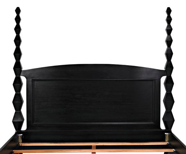 Noir Brancusi Bed - Modernist Four-Poster Design in Hand-Rubbed Black, Solid Mahogany Craftsmanship Eastern King GBED135EKHB