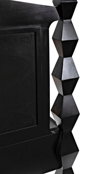 Noir Brancusi Bed - Modernist Four-Poster Design in Hand-Rubbed Black, Solid Mahogany Craftsmanship Eastern King GBED135EKHB