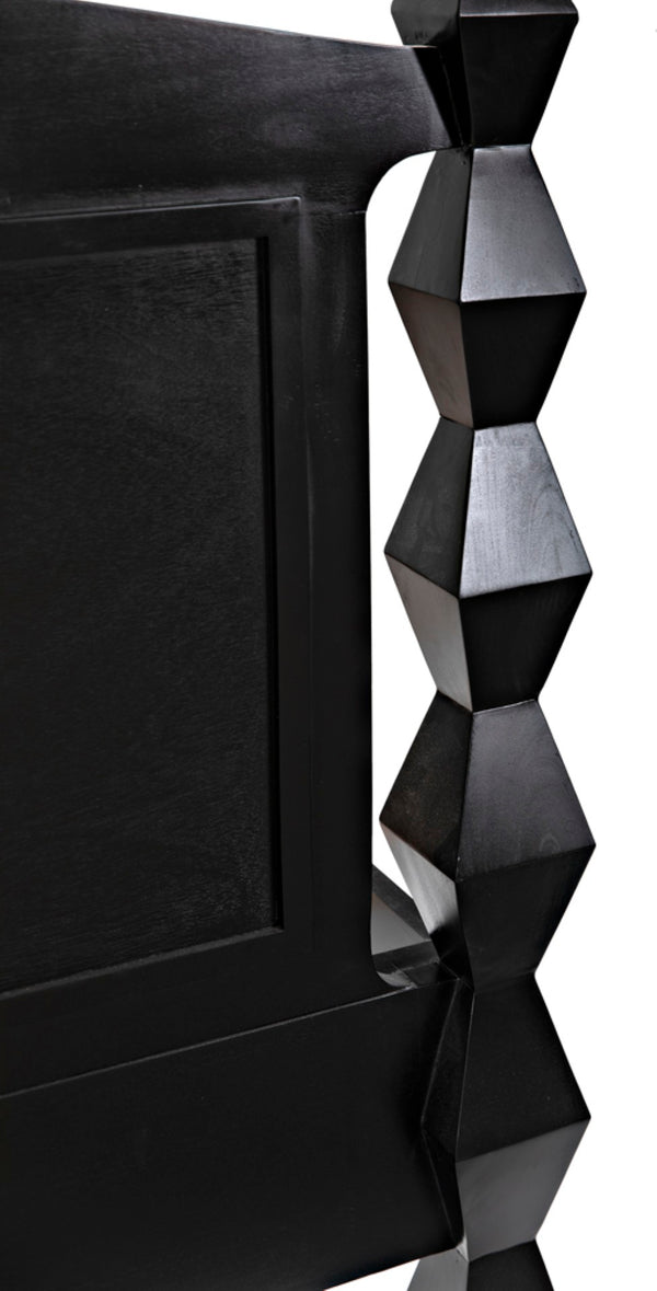 Noir Brancusi Bed - Modernist Four-Poster Design in Hand-Rubbed Black, Solid Mahogany Craftsmanship Eastern King GBED135EKHB