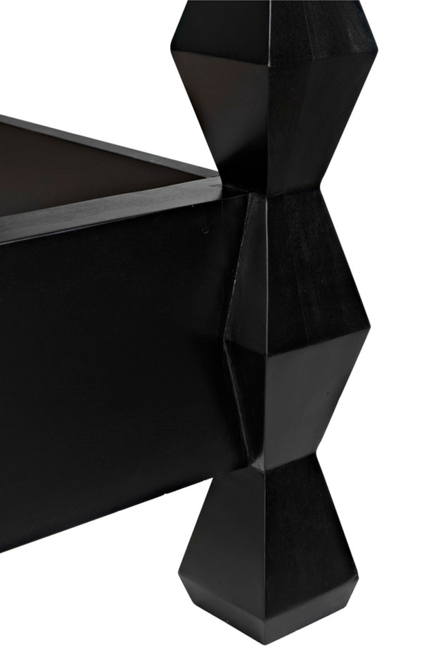 Noir Brancusi Bed - Modernist Four-Poster Design in Hand-Rubbed Black, Solid Mahogany Craftsmanship Eastern King GBED135EKHB