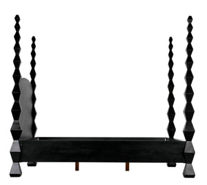 Noir Brancusi Bed - Modernist Four-Poster Design in Hand-Rubbed Black, Solid Mahogany Craftsmanship Queen GBED135QHB