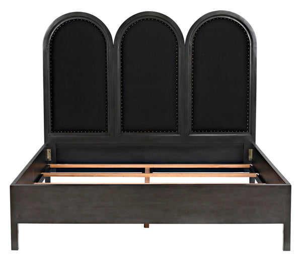 Noir Arch Bed - Luxurious Solid Mahogany Frame with Elegant Curves and Brass Nailhead Accents Eastern king GBED137EKP