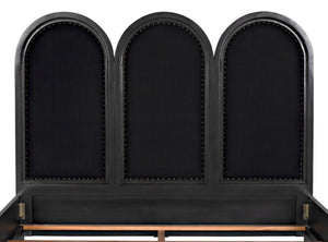Noir Arch Bed - Luxurious Solid Mahogany Frame with Elegant Curves and Brass Nailhead Accents Eastern king GBED137EKP