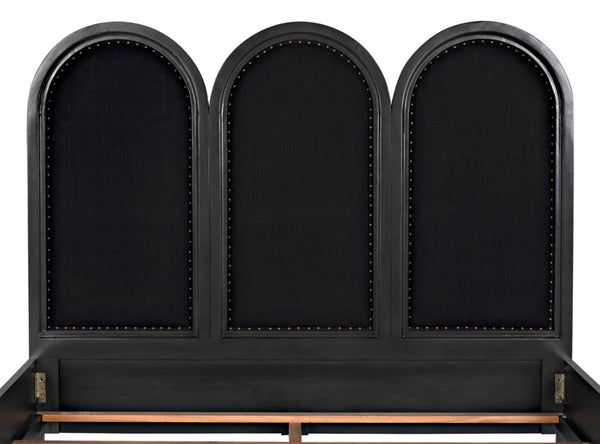Noir Arch Bed - Luxurious Solid Mahogany Frame with Elegant Curves and Brass Nailhead Accents Eastern king GBED137EKP