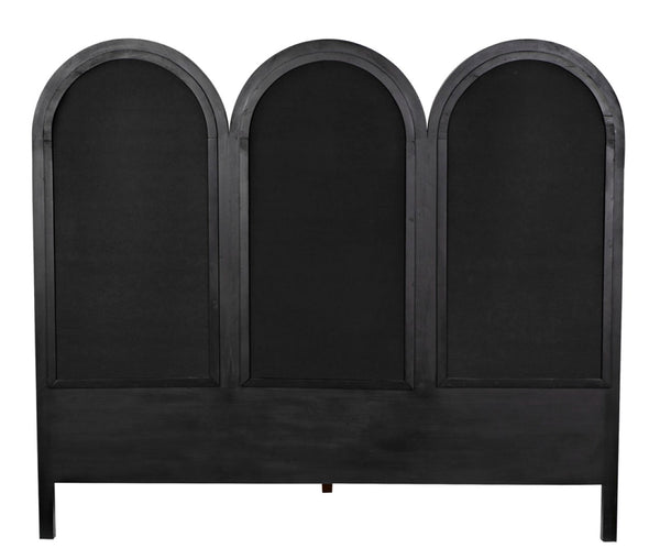 Noir Arch Bed - Luxurious Solid Mahogany Frame with Elegant Curves and Brass Nailhead Accents Eastern king GBED137EKP