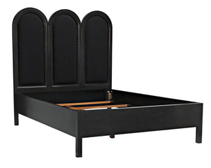 Noir Arch Bed - Luxurious Solid Mahogany Frame with Elegant Curves and Brass Nailhead Accents Queen GBED137QP