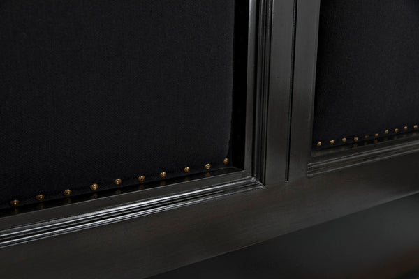 Noir Arch Bed - Luxurious Solid Mahogany Frame with Elegant Curves and Brass Nailhead Accents Queen GBED137QP