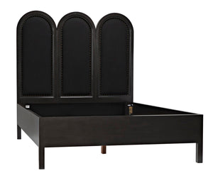 Noir Arch Bed - Luxurious Solid Mahogany Frame with Elegant Curves and Brass Nailhead Accents Queen GBED137QP