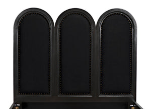 Noir Arch Bed - Luxurious Solid Mahogany Frame with Elegant Curves and Brass Nailhead Accents Queen GBED137QP