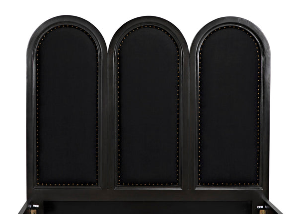 Noir Arch Bed - Luxurious Solid Mahogany Frame with Elegant Curves and Brass Nailhead Accents Queen GBED137QP