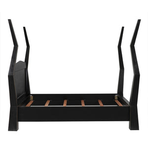 Noir Patras Bed: Sculptural Mahogany Masterpiece with Geometric Design for Contemporary Bedrooms Hand Rubbed Black Eastern King GBED138EKHB