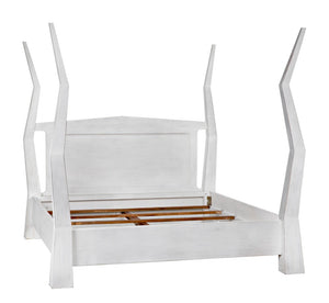 Noir Patras Bed: Sculptural Mahogany Masterpiece with Geometric Design for Contemporary Bedrooms White Wash Eastern King GBED138EKWH