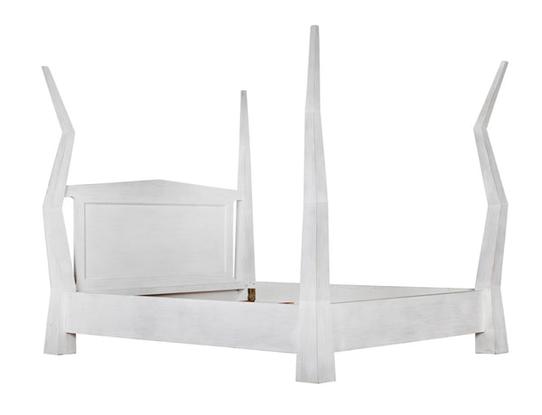 Noir Patras Bed: Sculptural Mahogany Masterpiece with Geometric Design for Contemporary Bedrooms White Wash Eastern King GBED138EKWH