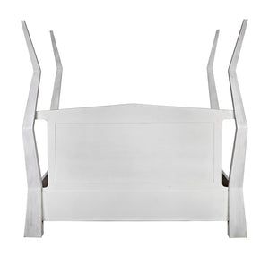 Noir Patras Bed: Sculptural Mahogany Masterpiece with Geometric Design for Contemporary Bedrooms White Wash Eastern King GBED138EKWH