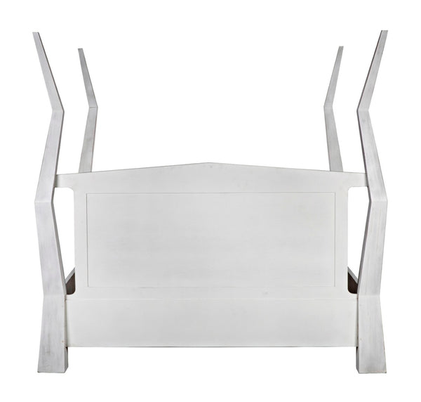 Noir Patras Bed: Sculptural Mahogany Masterpiece with Geometric Design for Contemporary Bedrooms White Wash Eastern King GBED138EKWH