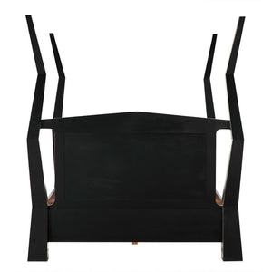 Noir Patras Bed: Sculptural Mahogany Masterpiece with Geometric Design for Contemporary Bedrooms Hand Rubbed Black Queen GBED138QHB