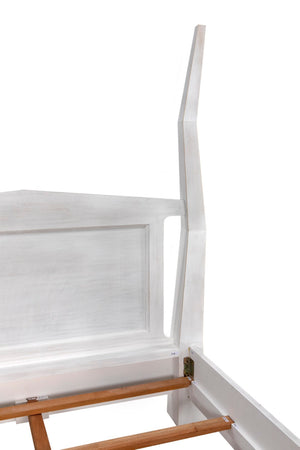 Noir Patras Bed: Sculptural Mahogany Masterpiece with Geometric Design for Contemporary Bedrooms White Wash Queen GBED138QWH