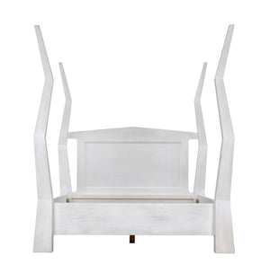 Noir Patras Bed: Sculptural Mahogany Masterpiece with Geometric Design for Contemporary Bedrooms White Wash Queen GBED138QWH