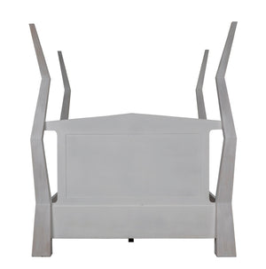 Noir Patras Bed: Sculptural Mahogany Masterpiece with Geometric Design for Contemporary Bedrooms White Wash Queen GBED138QWH