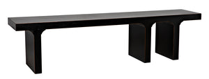 Noir Kir Solid Mahogany Entryway Bench with Artisan Finish Modern Minimalist Coastal Seating Hand Rubbed Black GBEN139HB