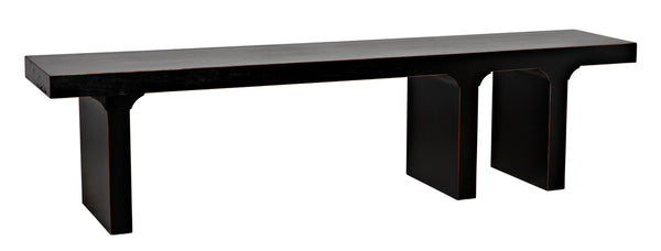 Noir Kir Solid Mahogany Entryway Bench with Artisan Finish Modern Minimalist Coastal Seating Hand Rubbed Black GBEN139HB
