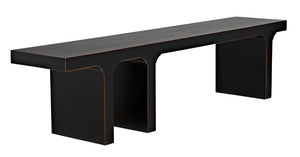 Kir Solid Mahogany Entryway Bench with Artisan Finish Modern Minimalist Coastal Seating