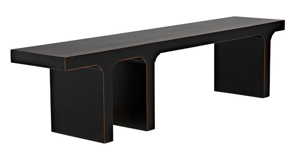 Kir Solid Mahogany Entryway Bench with Artisan Finish Modern Minimalist Coastal Seating