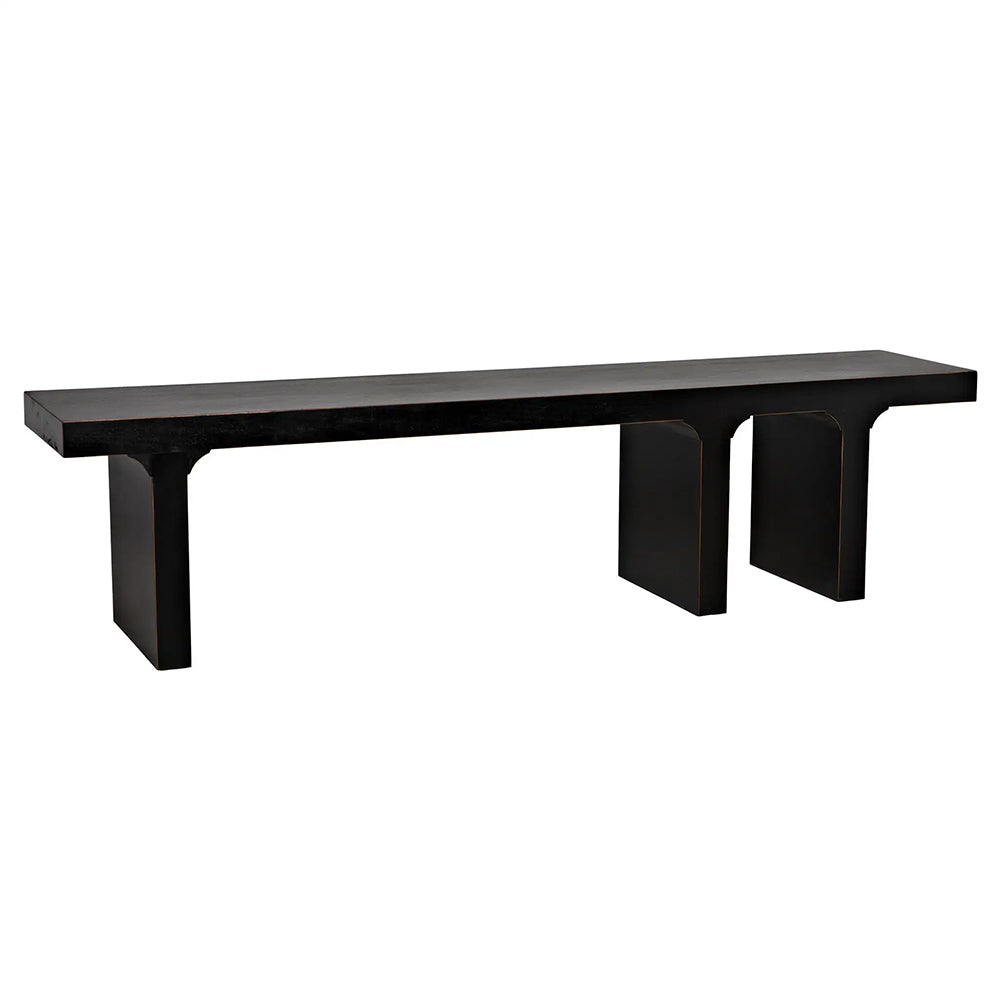 Noir Kir Solid Mahogany Entryway Bench with Artisan Finish Modern Minimalist Coastal Seating Hand Rubbed Black GBEN139HB
