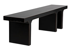 Kir Solid Mahogany Entryway Bench with Artisan Finish Modern Minimalist Coastal Seating